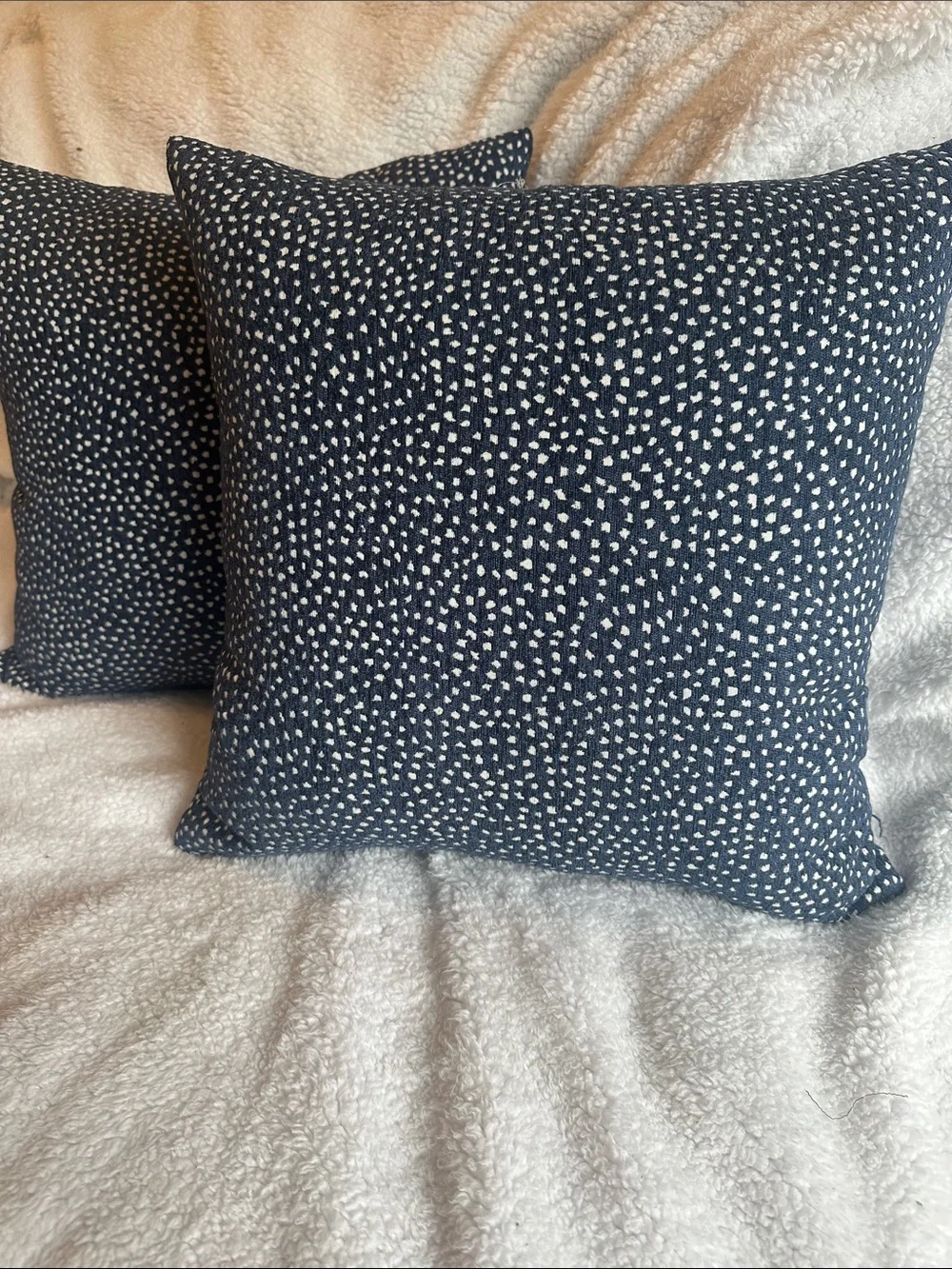 Navy & White Speckled Decorative Throw Pillow - Set of 2 covers only